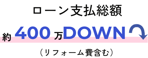 ローン支払総額約400万DOWN（リフォーム費含む）